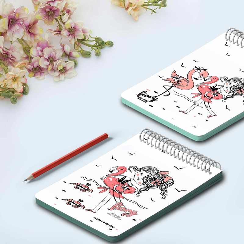دفترچه یادداشت مستر راد طرح دختر و فلامینگو سفید