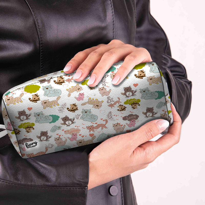 کیف لوازم آرایش زنانه فیوری مدل گربه فانتزی  سفید