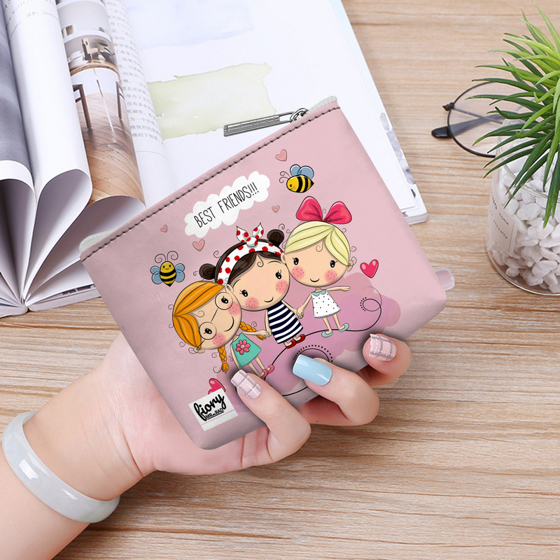 کیف پول فیوری مدل دختران فانتزی طرح کودکانه صورتی