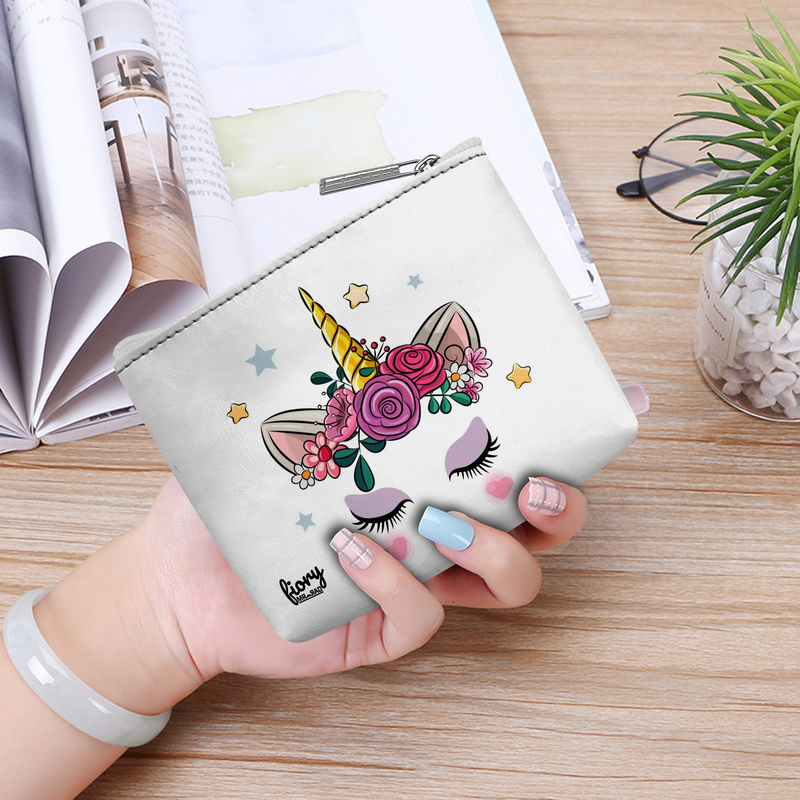 کیف پول فیوری مدل تک شاخ طرح الیکورن سفید