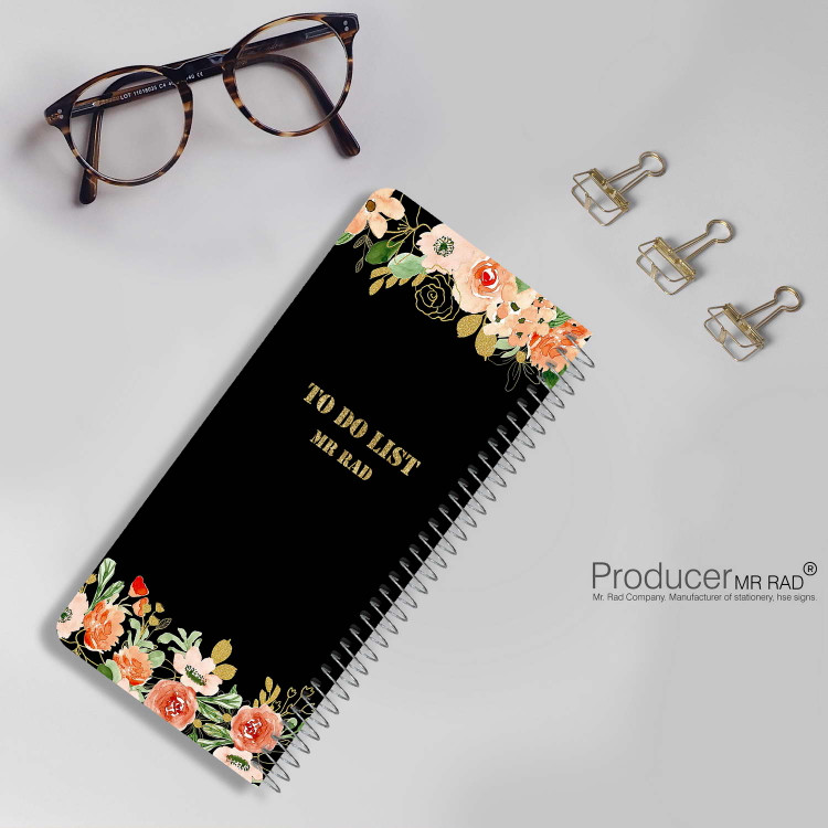 دفترچه یادداشت مستر راد مدل To Do List طرح آفتاب کد Flower 1629 مشکی