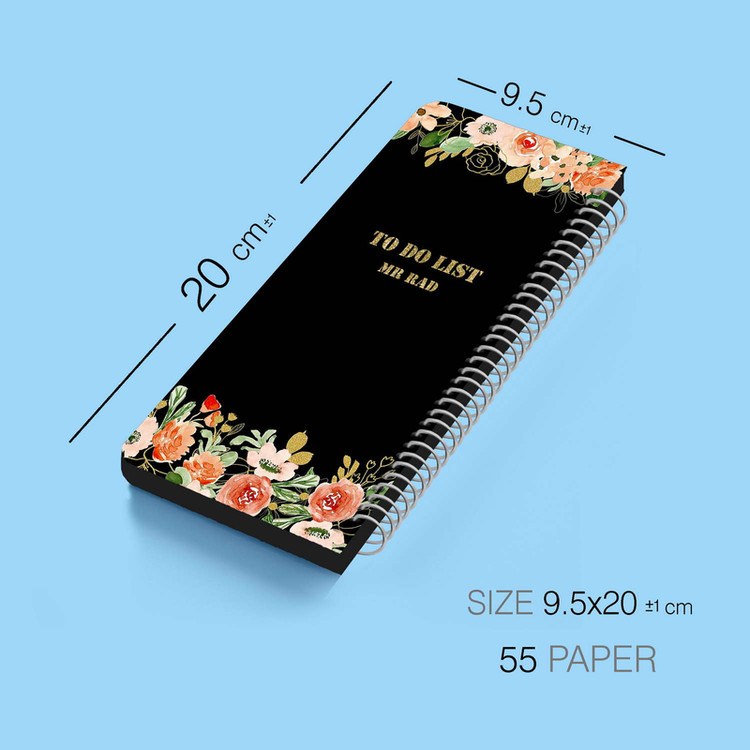 دفترچه یادداشت مستر راد مدل To Do List طرح آفتاب کد Flower 1629 مشکی